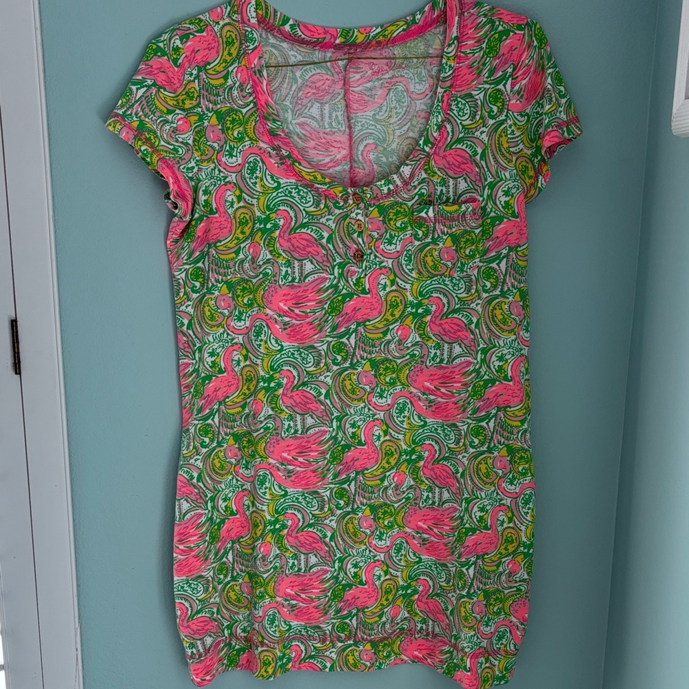 Lilly Pulitzer Vibrant Flamingo Print Dress